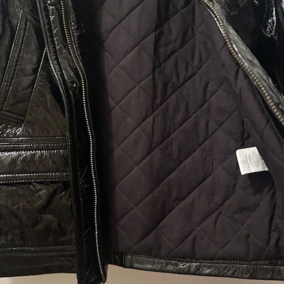 One Teaspoon Rich BLACK OUT Patent Leather Lined Zip Shimmer Short JACKET NWT - Picture 10 of 16